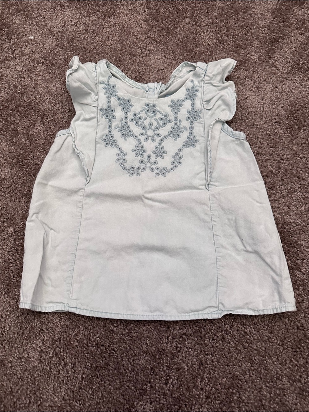 GAP Light Blue Embroidered Ruffle Tank Top Size 3T